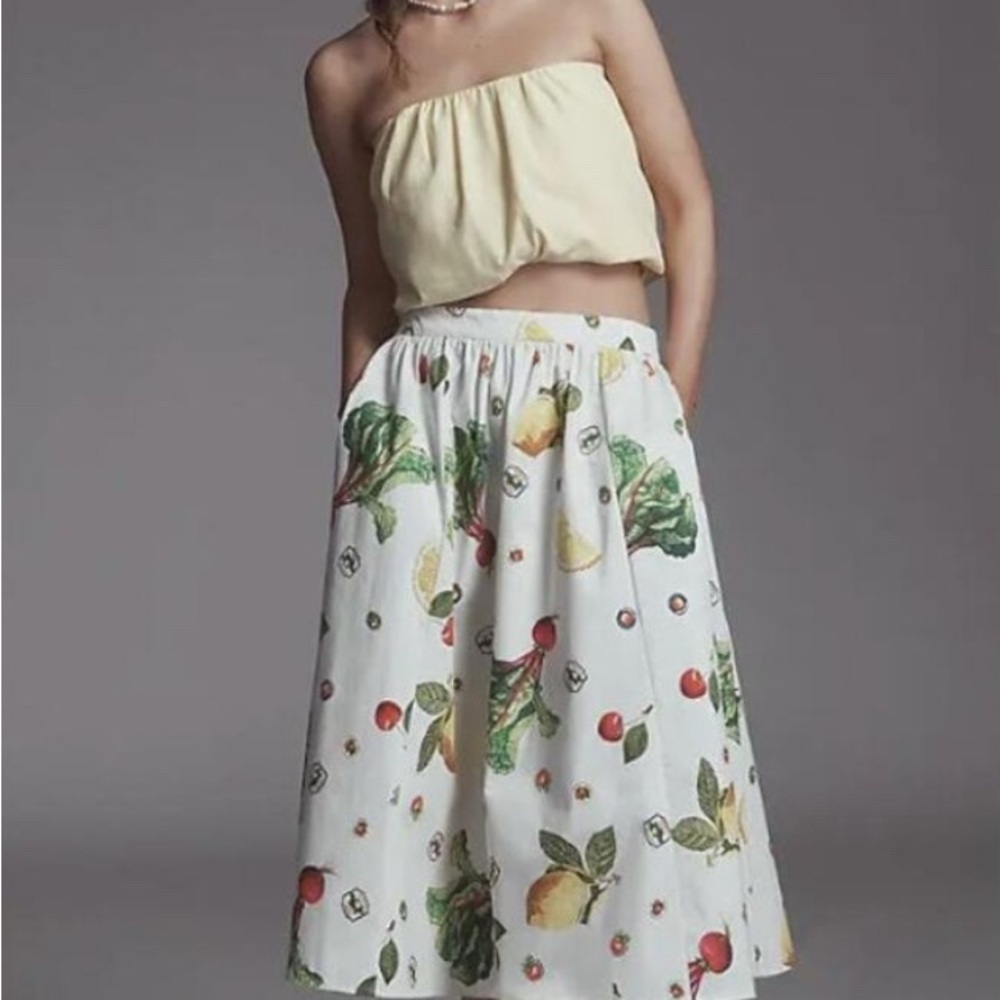 Anthropologie The Jacie Poplin Midi Skirt new without tags -SP